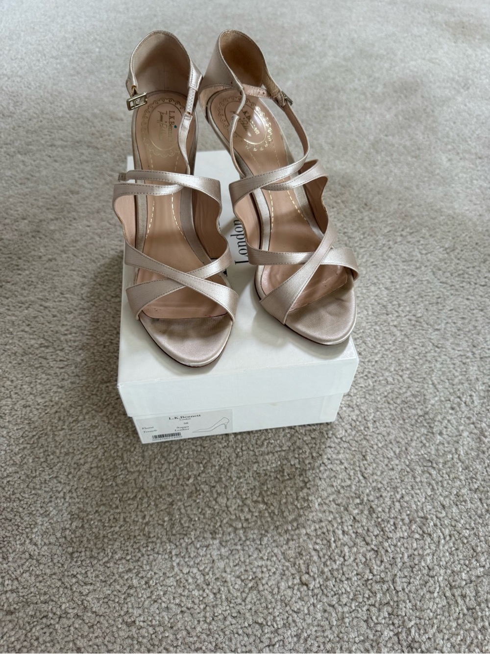LK Bennett Satin Strappy Heels - Light Blush